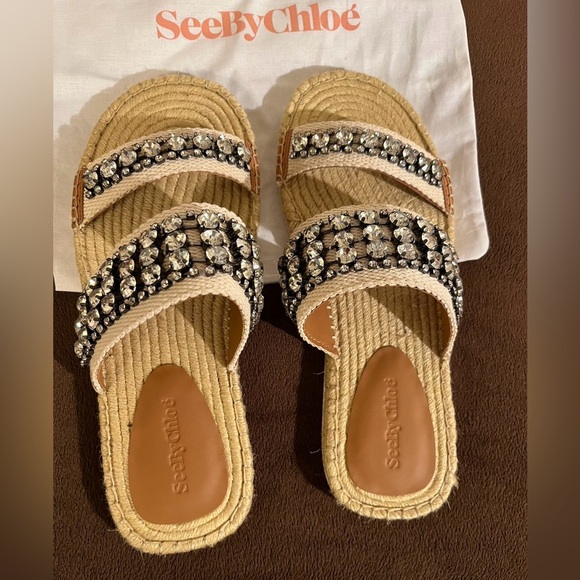 Authentic See by Chloe Rhinestone Espadrille Sandals - Picture 6 of 7